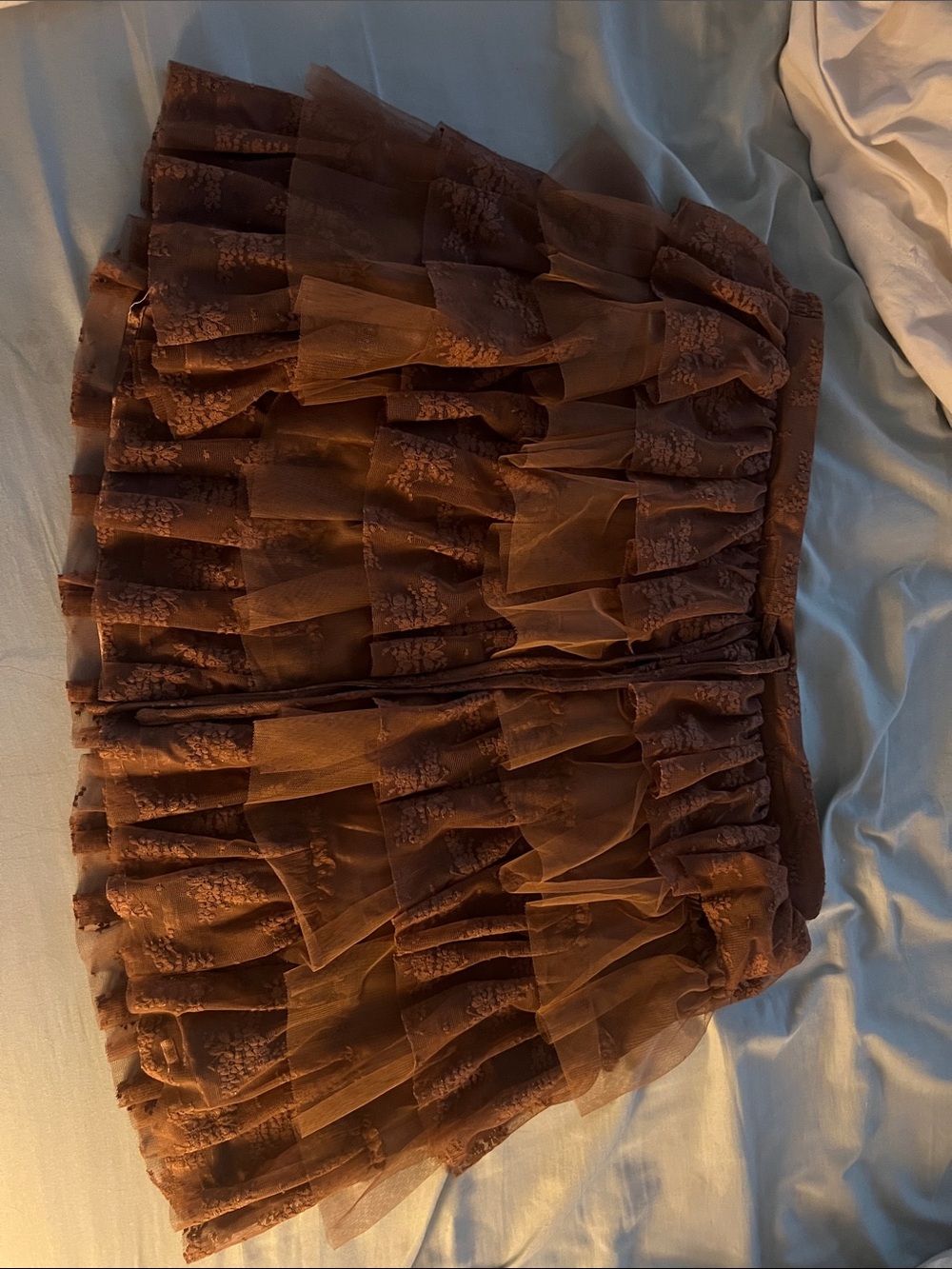 Promesa Brown Tiered Ruffle Mini Skirt